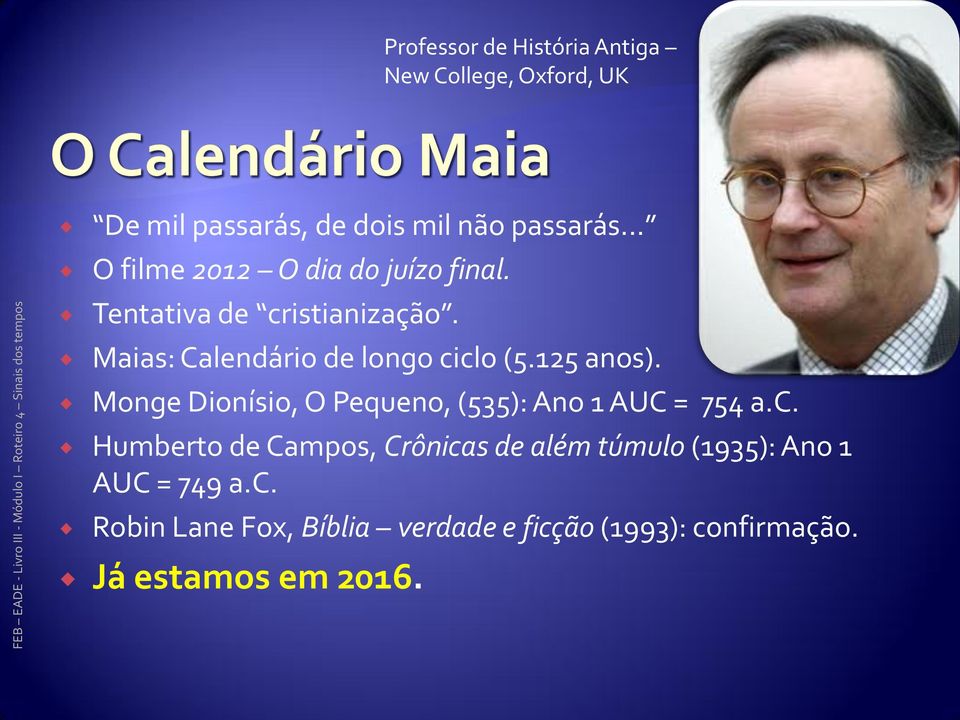 125 anos). Monge Dionísio, O Pequeno, (535): Ano 1 AUC = 754 a.c.