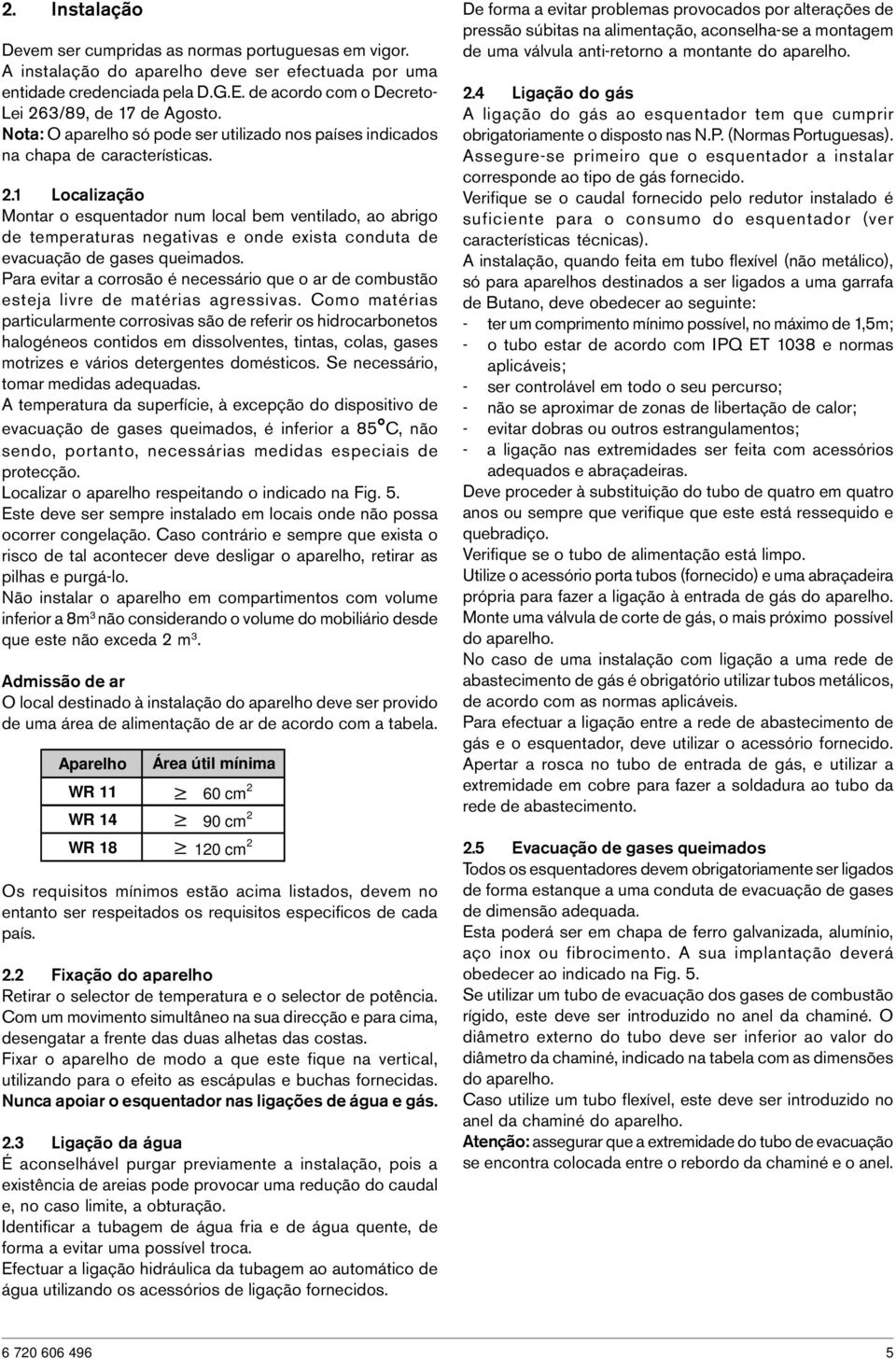 Para evitar a corrosão é necessário que o ar de combustão esteja livre de matérias agressivas.