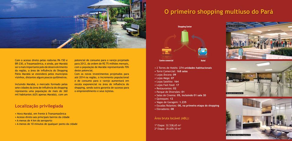Incluindo Marabá, o mercado formado pelas sete cidades da área de influência do shopping representa uma população de mais de 360 mil habitantes (62% apenas Marabá), com um Localização privilegiada