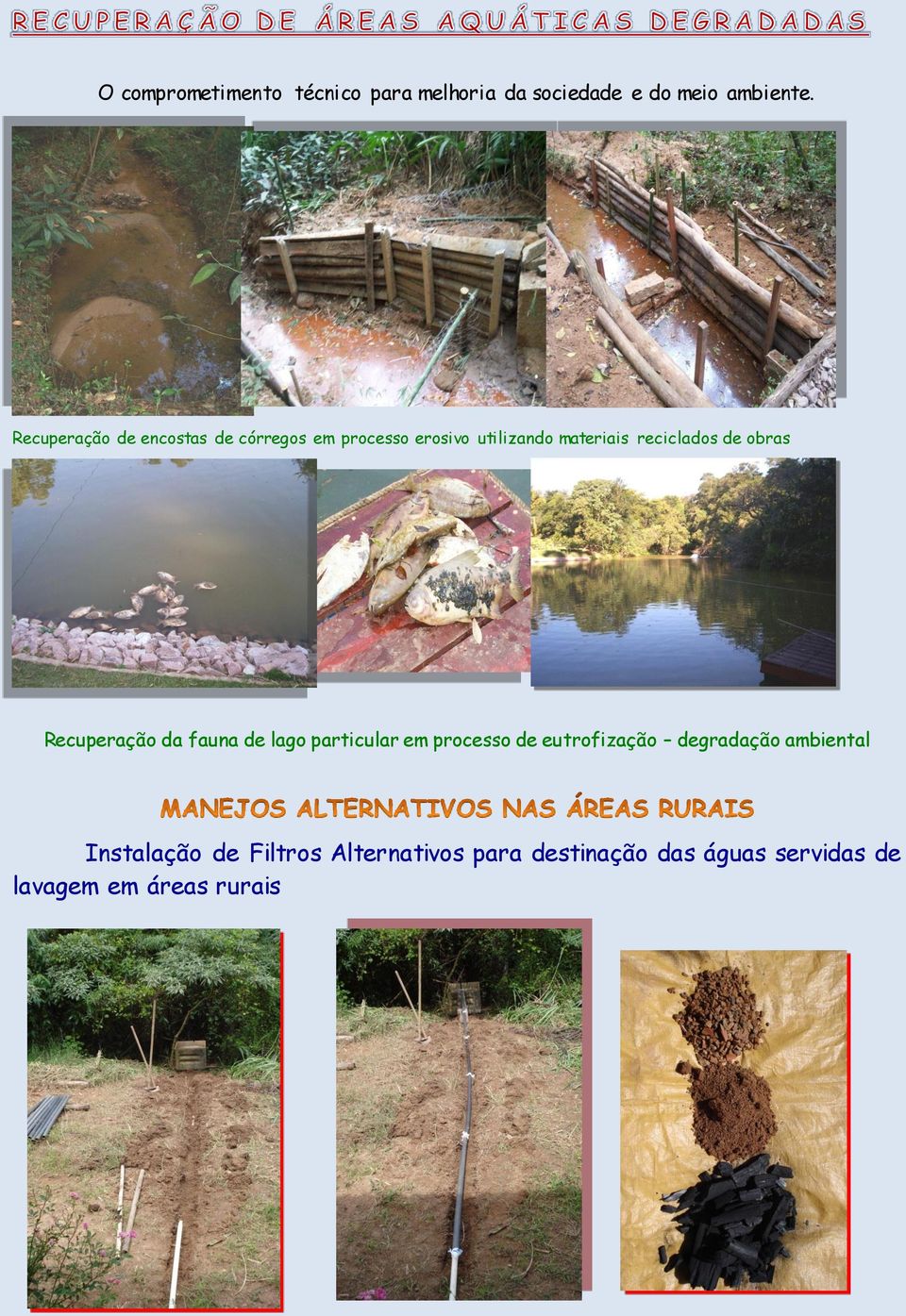 de obras Recuperação da fauna de lago particular em processo de eutrofização degradação