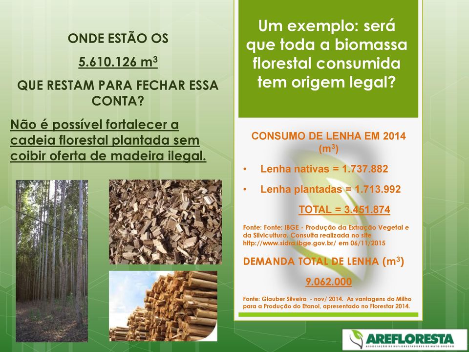 992 TOTAL = 3.451.874 Fonte: Fonte: IBGE - Produção da Extração Vegetal e da Silvicultura. Consulta realizada no site http://www.sidra.ibge.gov.
