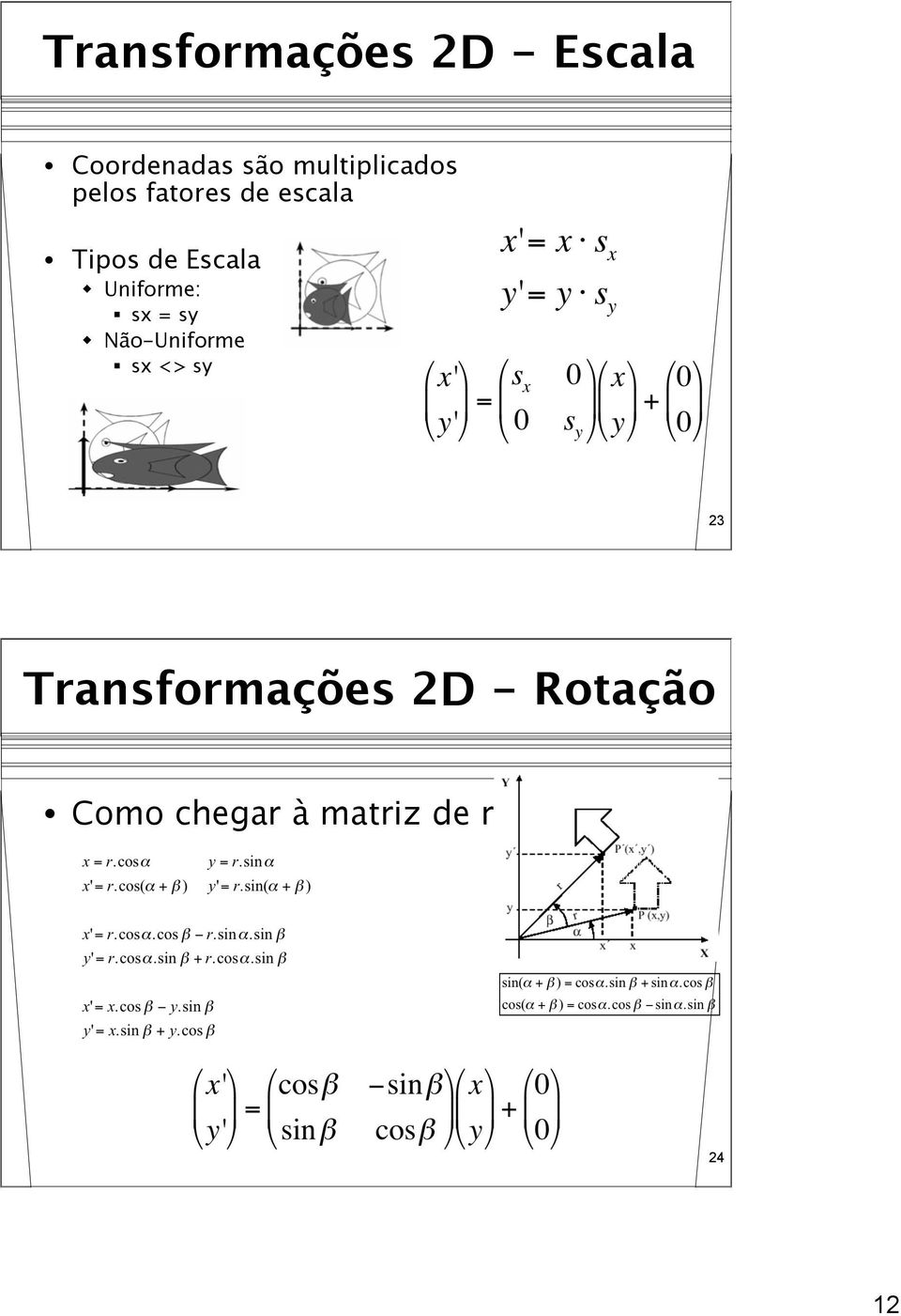 Escala Uniforme: sx = sy Não-Uniforme sx <> sy 23