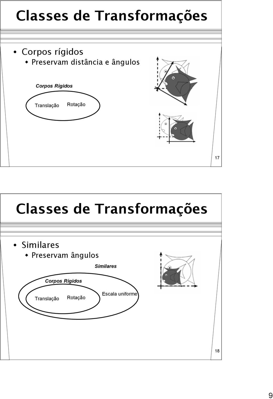 Classes de Transformações Similares Preservam ângulos