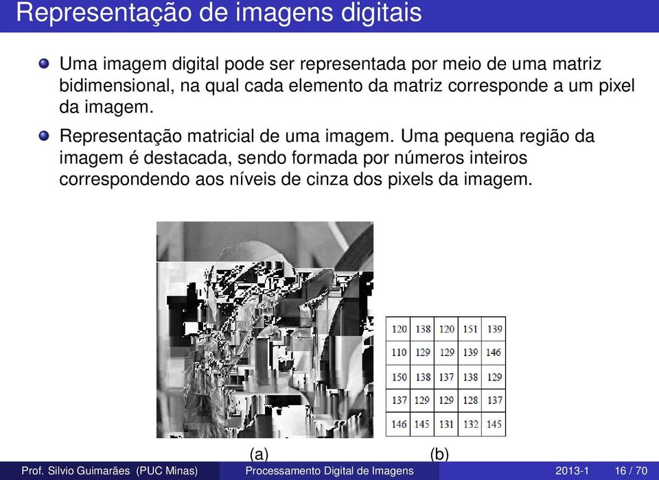 Representação matricial de uma imagem.