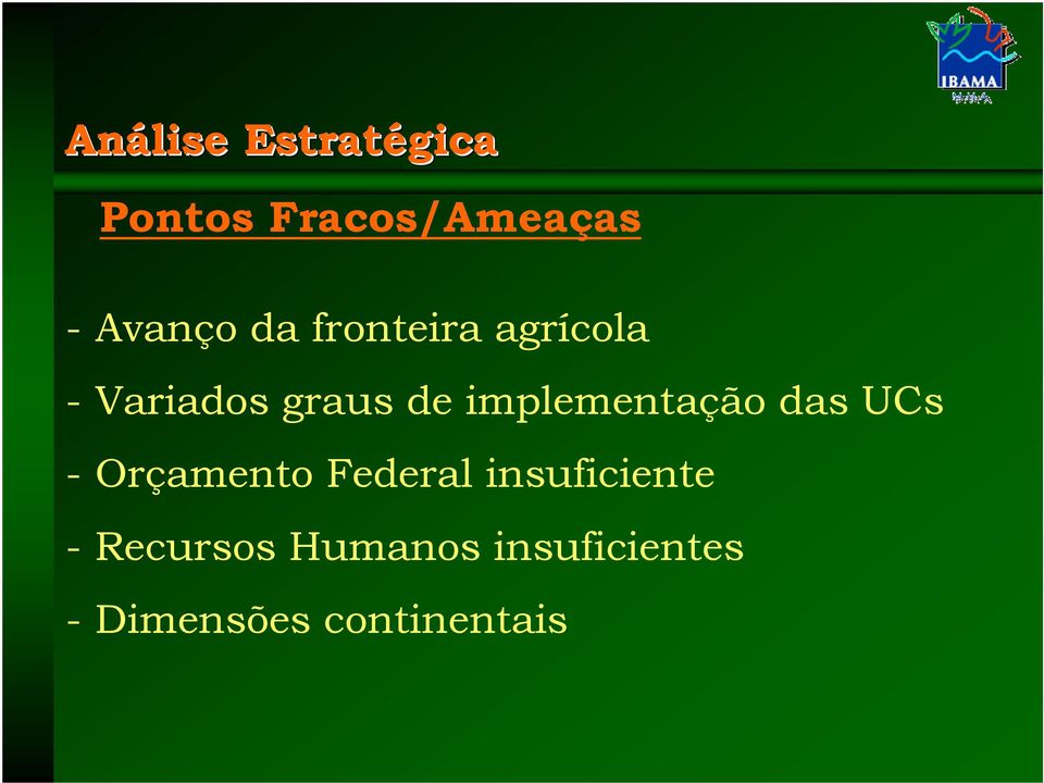 implementação das UCs - Orçamento Federal