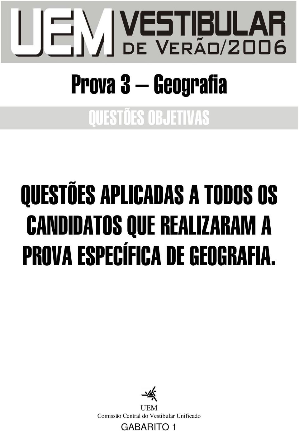 REALIZARAM A PROVA ESPECÍFICA DE