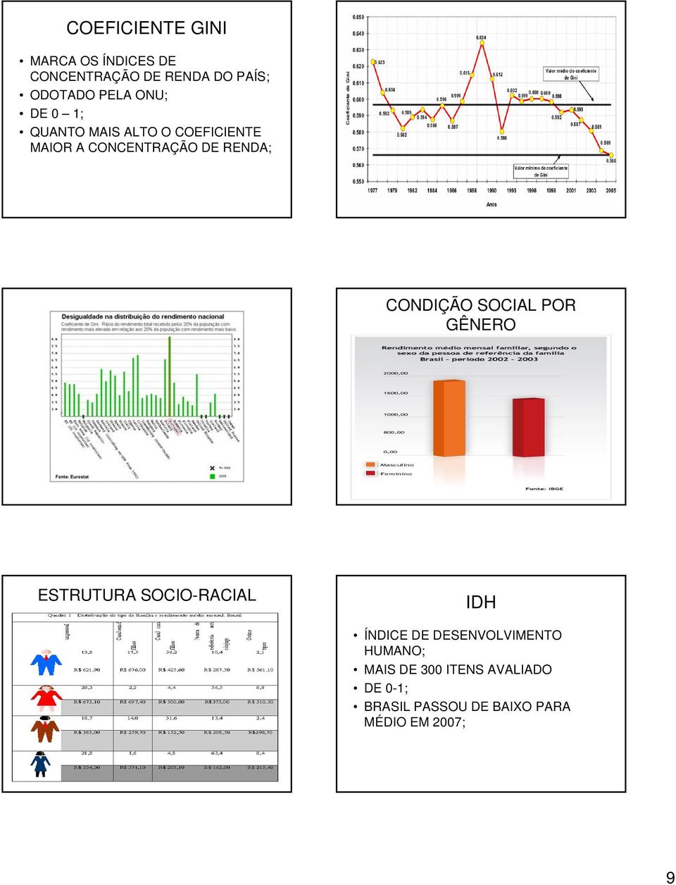 CONDIÇÃO SOCIAL POR GÊNERO ESTRUTURA SOCIO-RACIAL IDH ÍNDICE DE DESENVOLVIMENTO