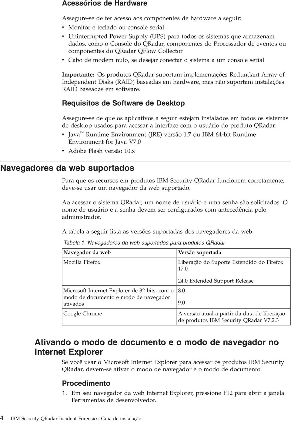 produtos QRadar suportam implementações Redundant Array of Independent Disks (RAID) baseadas em hardware, mas não suportam instalações RAID baseadas em software.