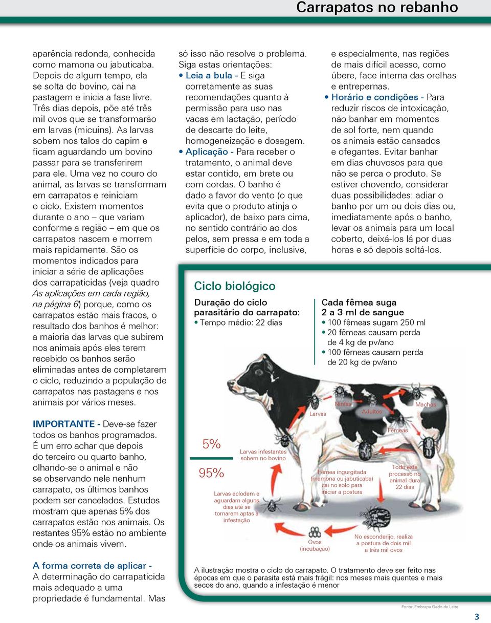 Uma vez no couro do animal, as larvas se transformam em carrapatos e reiniciam o ciclo.