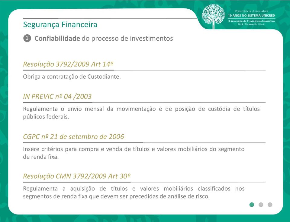 CGPC nº 21 de setembro de 2006 Insere critérios para compra e venda de títulos e valores mobiliários do segmento de renda fixa.