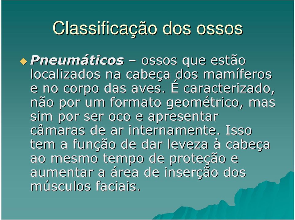 É caracterizado, não por um formato geométrico, mas sim por ser oco e apresentar