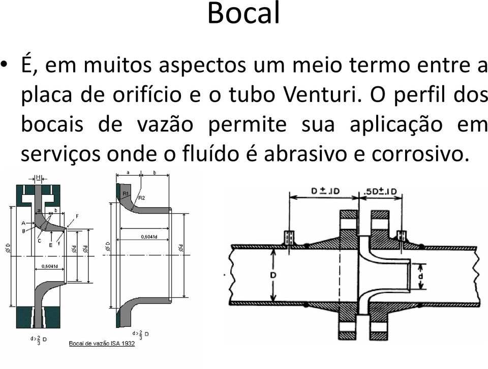 O perfil dos bocais de vazão permite sua