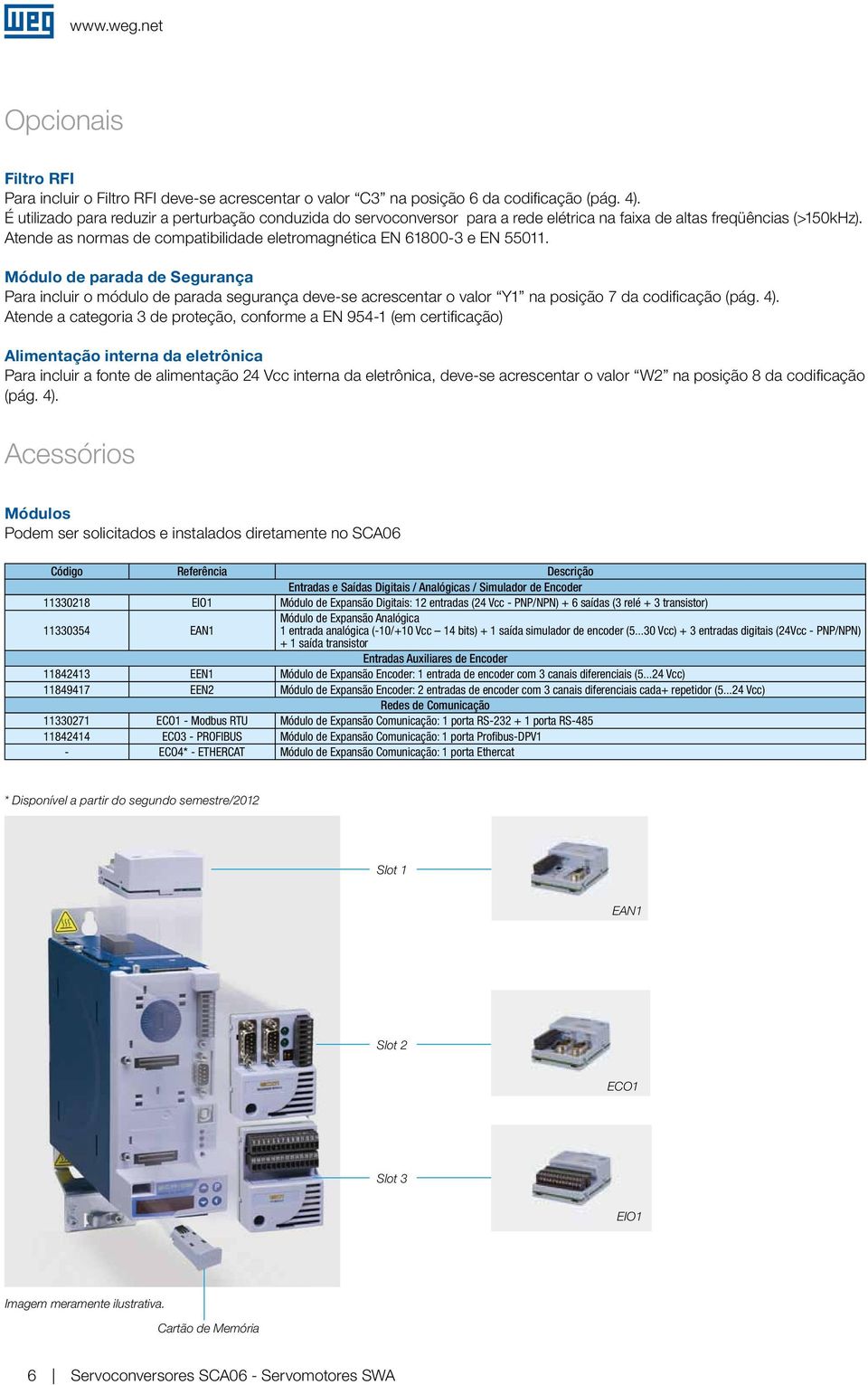 Atende as normas de compatibilidade eletromanética EN 61800-3 e EN 55011.