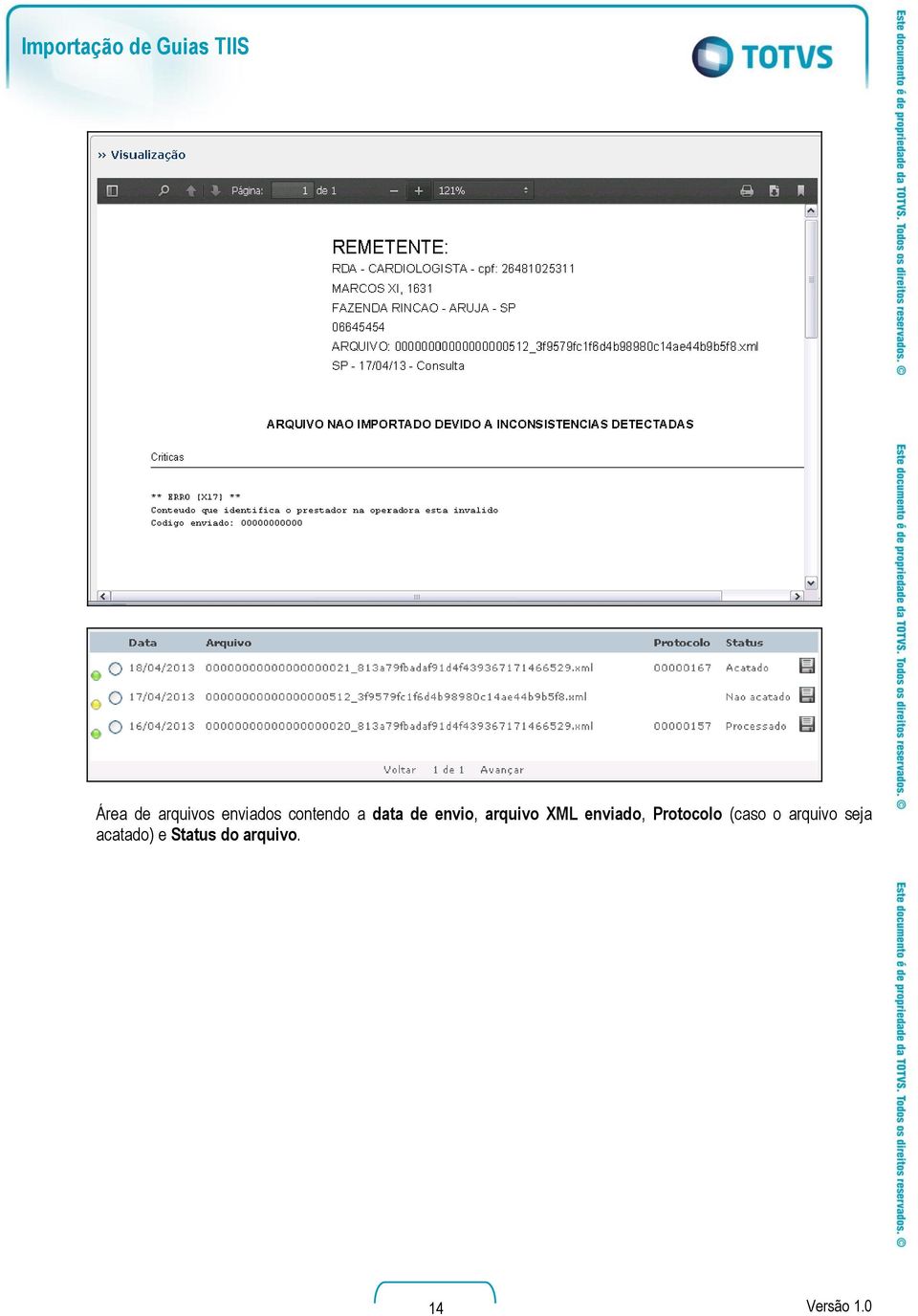 Protocolo (caso o arquivo seja