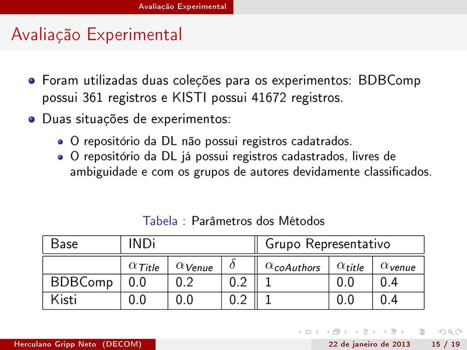 O repositório da DL já possui registros cadastrados, livres de ambiguidade e com os grupos de autores devidamente classicados.