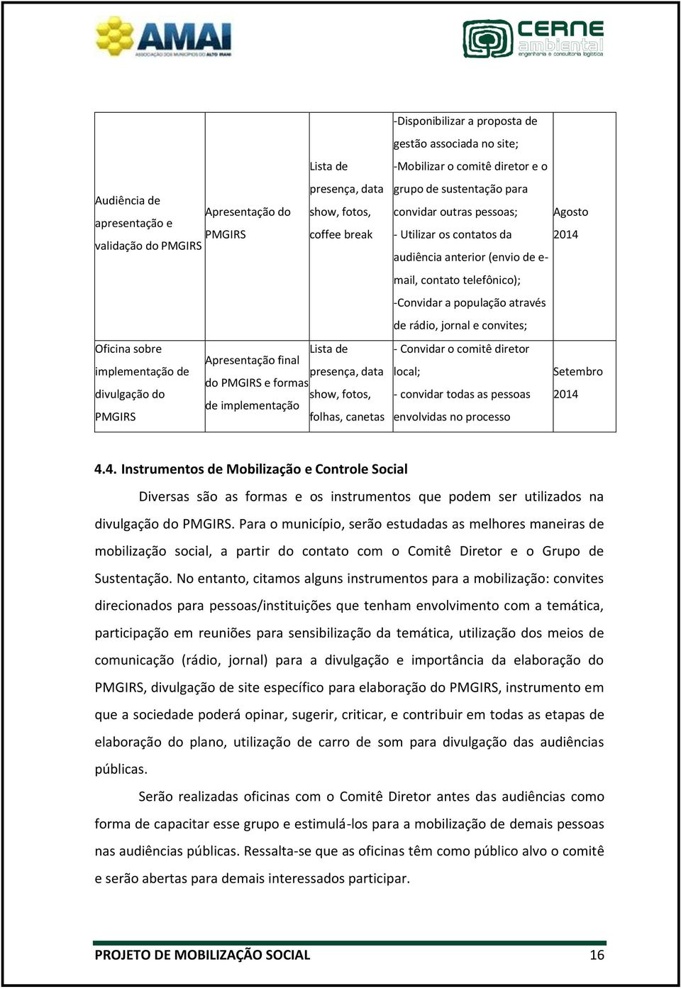 convidar outras pessoas; Agosto - Utilizar os contatos da 2014 audiência anterior (envio de e- mail, contato telefônico); -Convidar a população através de rádio, jornal e convites; - Convidar o