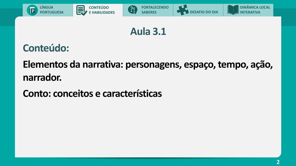 1 Conteúdo: Elementos da narrativa: