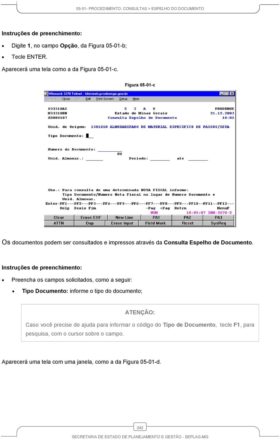 Preencha os campos solicitados, como a seguir: Tipo Documento: informe o tipo do documento; Caso você precise de ajuda para informar