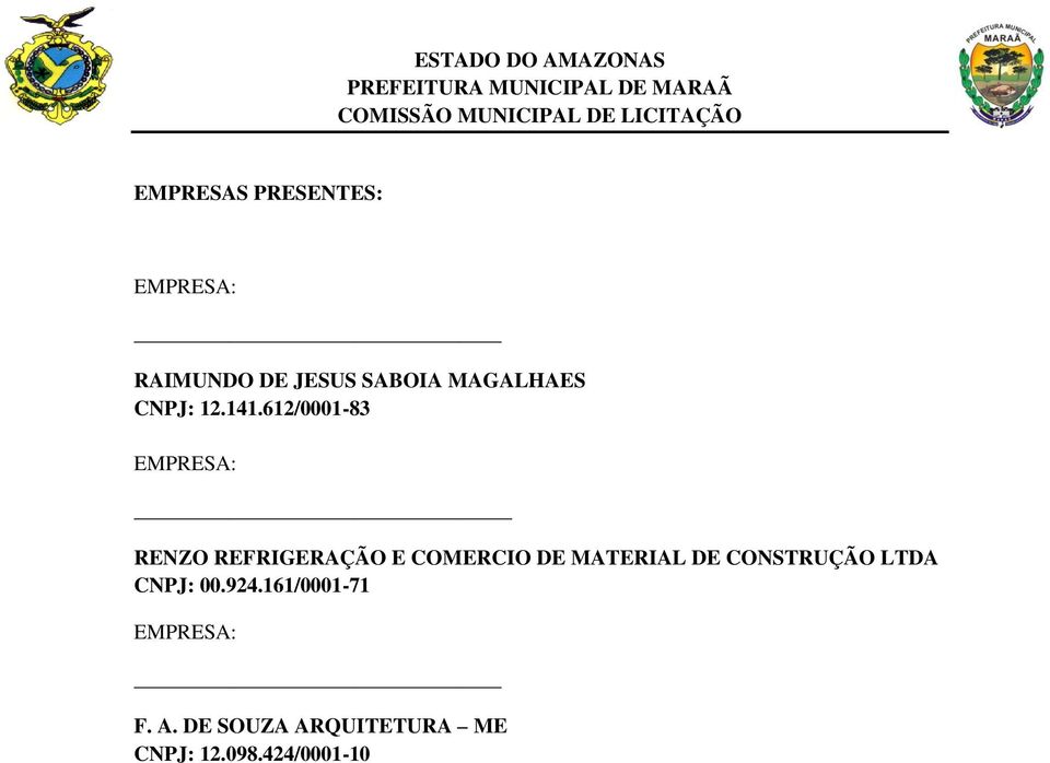 612/0001-83 EMPRESA: RENZO REFRIGERAÇÃO E COMERCIO DE