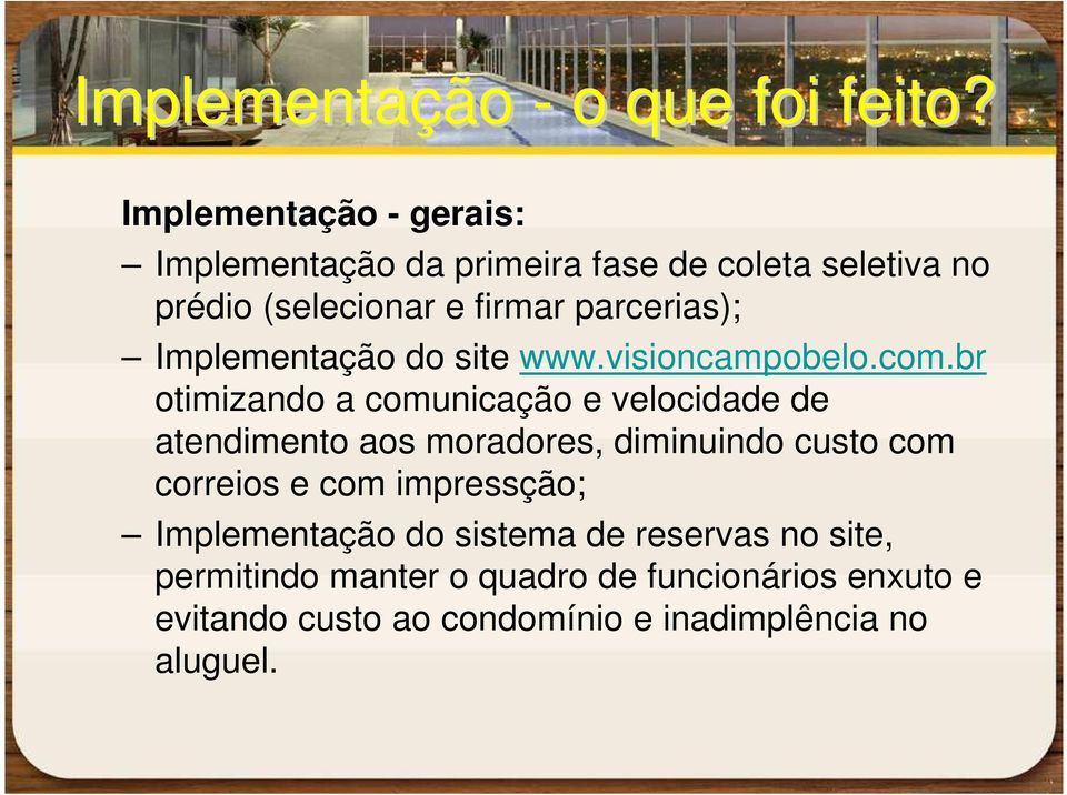 Implementação do site www.visioncampobelo.com.