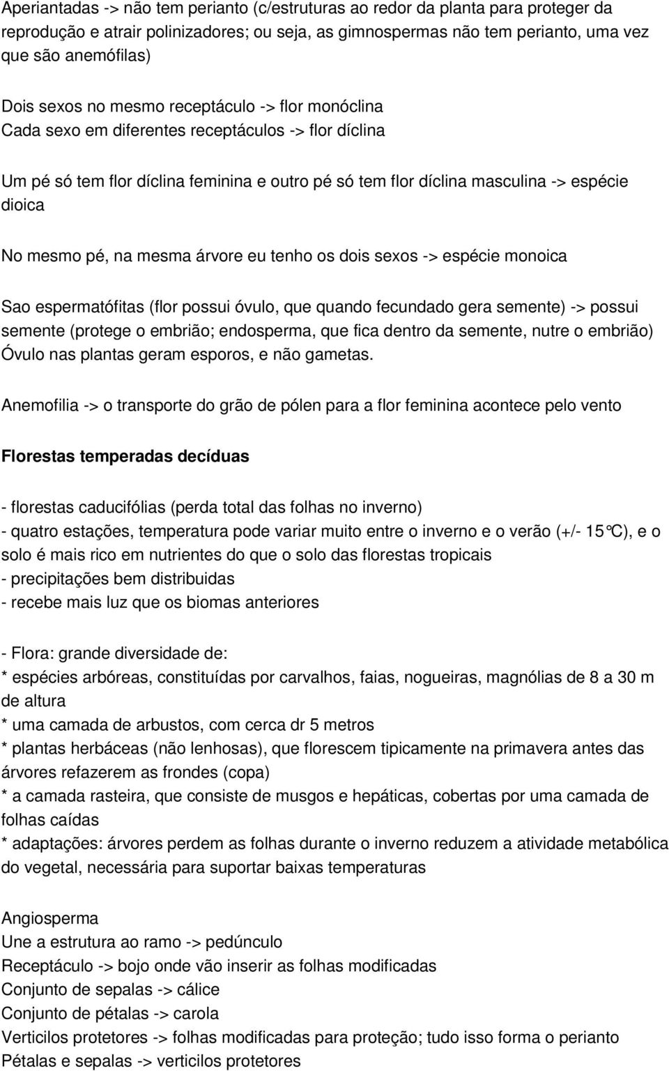 na mesma árvore eu tenho os dois sexos -> espécie monoica Sao espermatófitas (flor possui óvulo, que quando fecundado gera semente) -> possui semente (protege o embrião; endosperma, que fica dentro