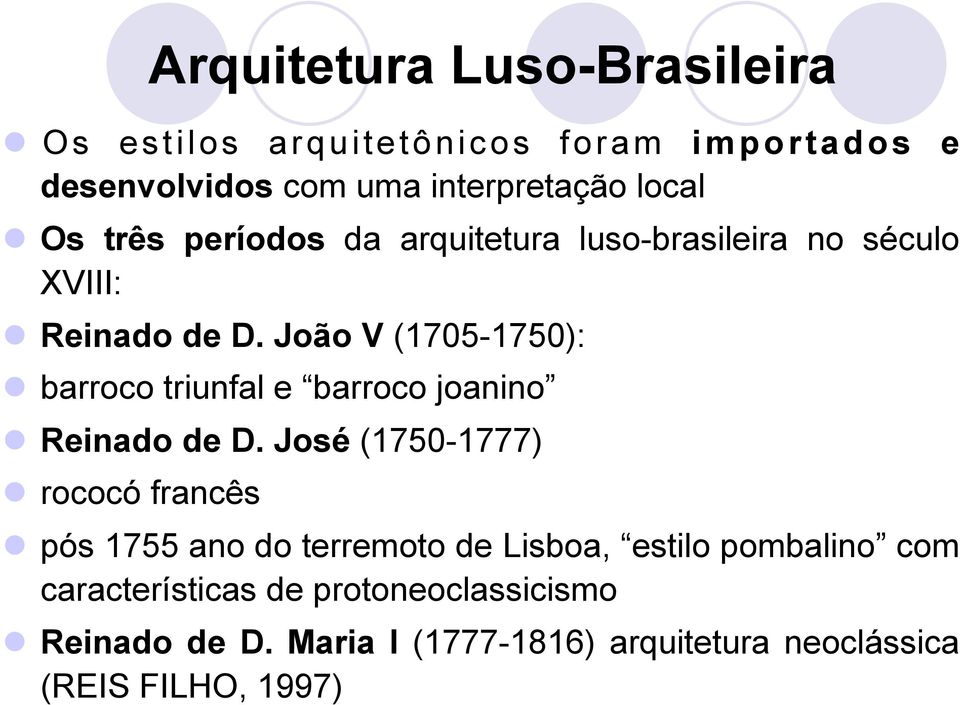 João V (1705-1750): l barroco triunfal e barroco joanino l Reinado de D.