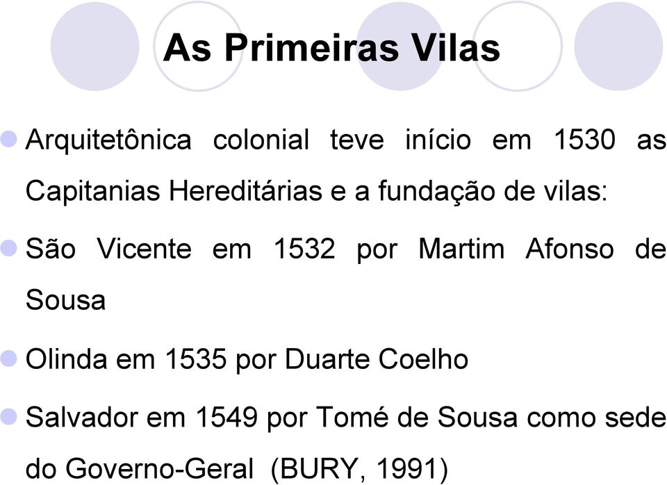 por Martim Afonso de Sousa l Olinda em 1535 por Duarte Coelho l