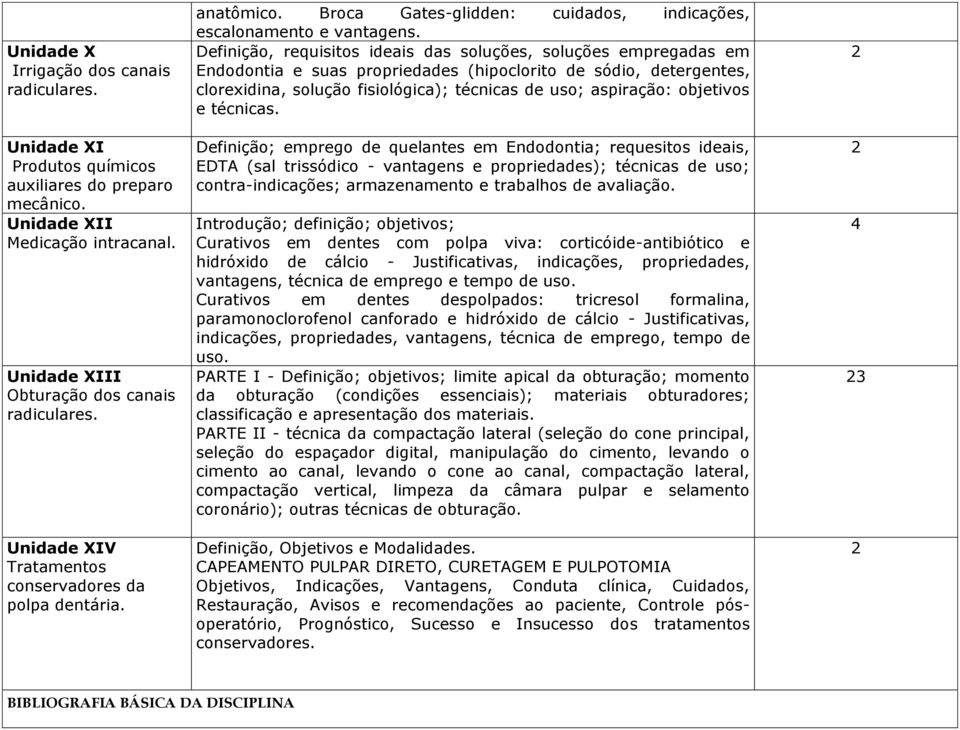 Definição, requisitos ideais das soluções, soluções empregadas em Endodontia e suas propriedades (hipoclorito de sódio, detergentes, clorexidina, solução fisiológica); técnicas de uso; aspiração: