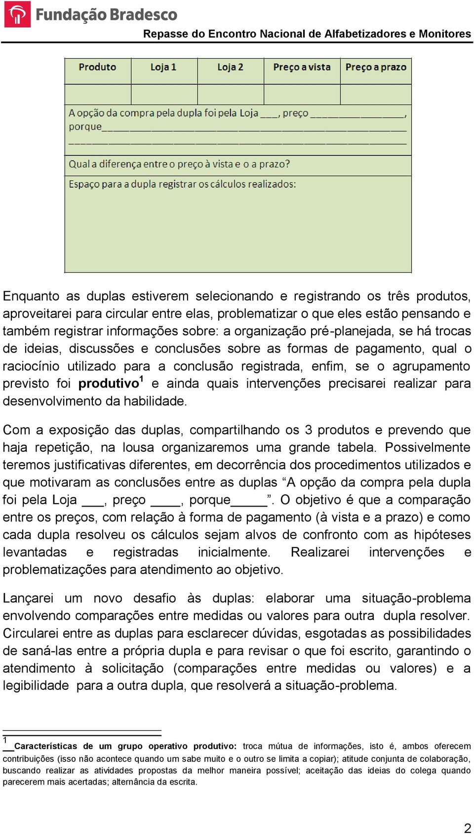 produtivo 1 e ainda quais intervenções precisarei realizar para desenvolvimento da habilidade.