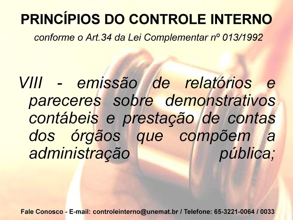 relatórios e pareceres sobre demonstrativos contábeis e