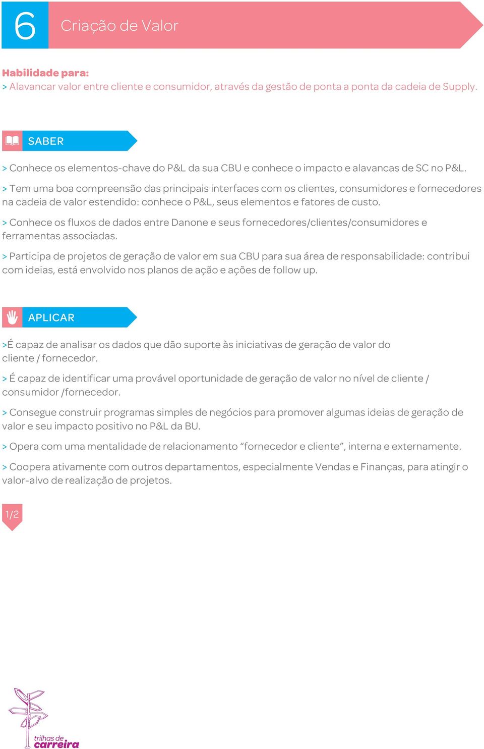 > Tem uma boa compreensão das principais interfaces com os clientes, consumidores e fornecedores na cadeia de valor estendido: conhece o P&L, seus elementos e fatores de custo.