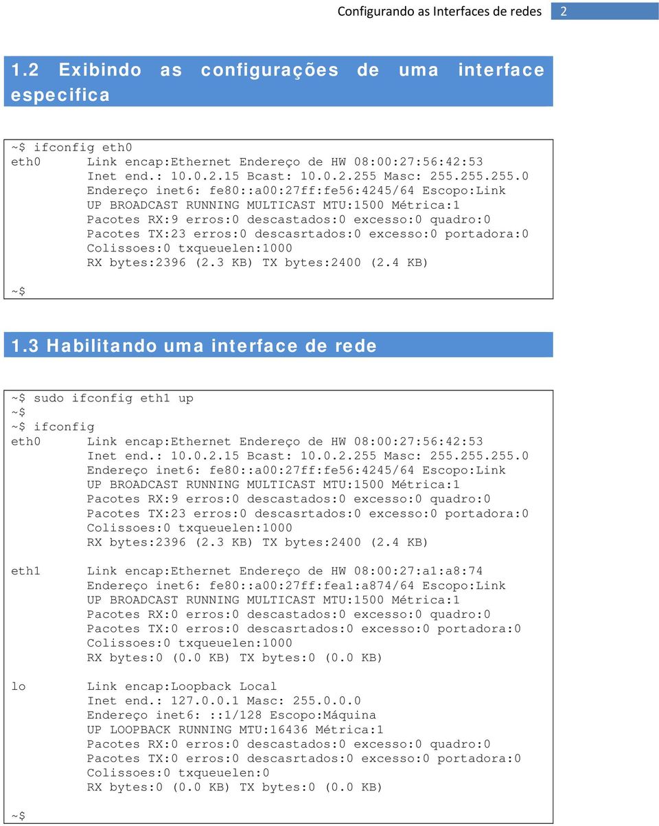 3 Habilitando uma interface de rede sudo