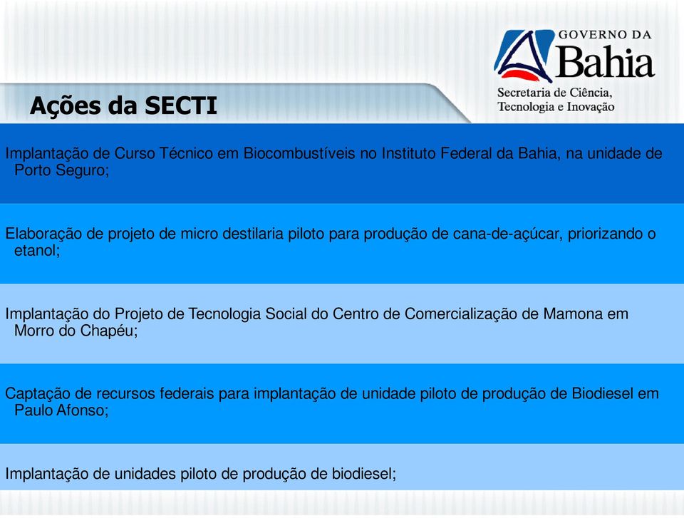 Projeto de Tecnologia Social do Centro de Comercialização de Mamona em Morro do Chapéu; Captação de recursos federais para