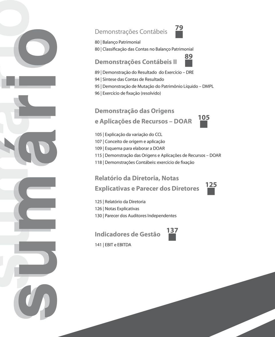 da variação do CCL 107 Conceito de origem e aplicação 109 Esquema para elaborar a Doar 115 Demonstração das Origens e Aplicações de Recursos DOAR 118 Demonstrações Contábeis: exercício de fixação