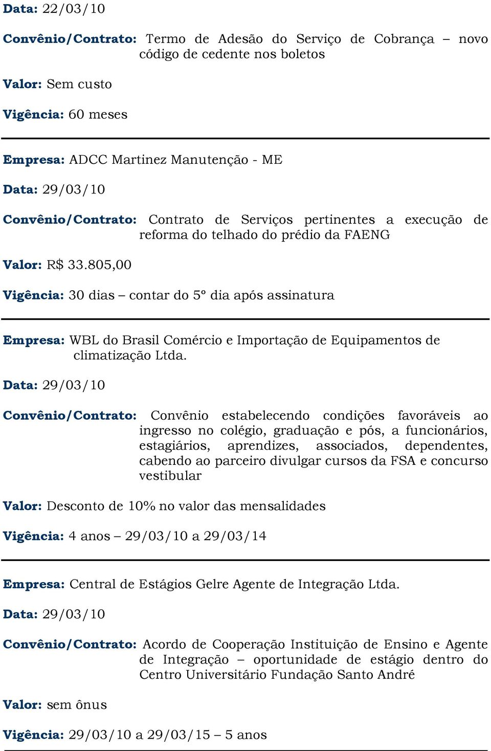 805,00 Vigência: 30 dias contar do 5º dia após assinatura Empresa: WBL do Brasil Comércio e Importação de Equipamentos de climatização Ltda.