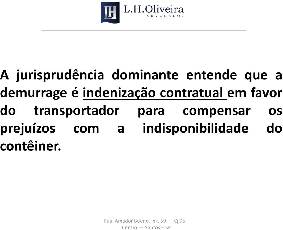 favor do transportador para compensar os