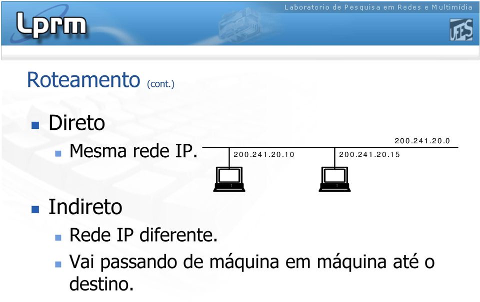 2 4 1.2 0.0 Indireto Rede IP diferente.