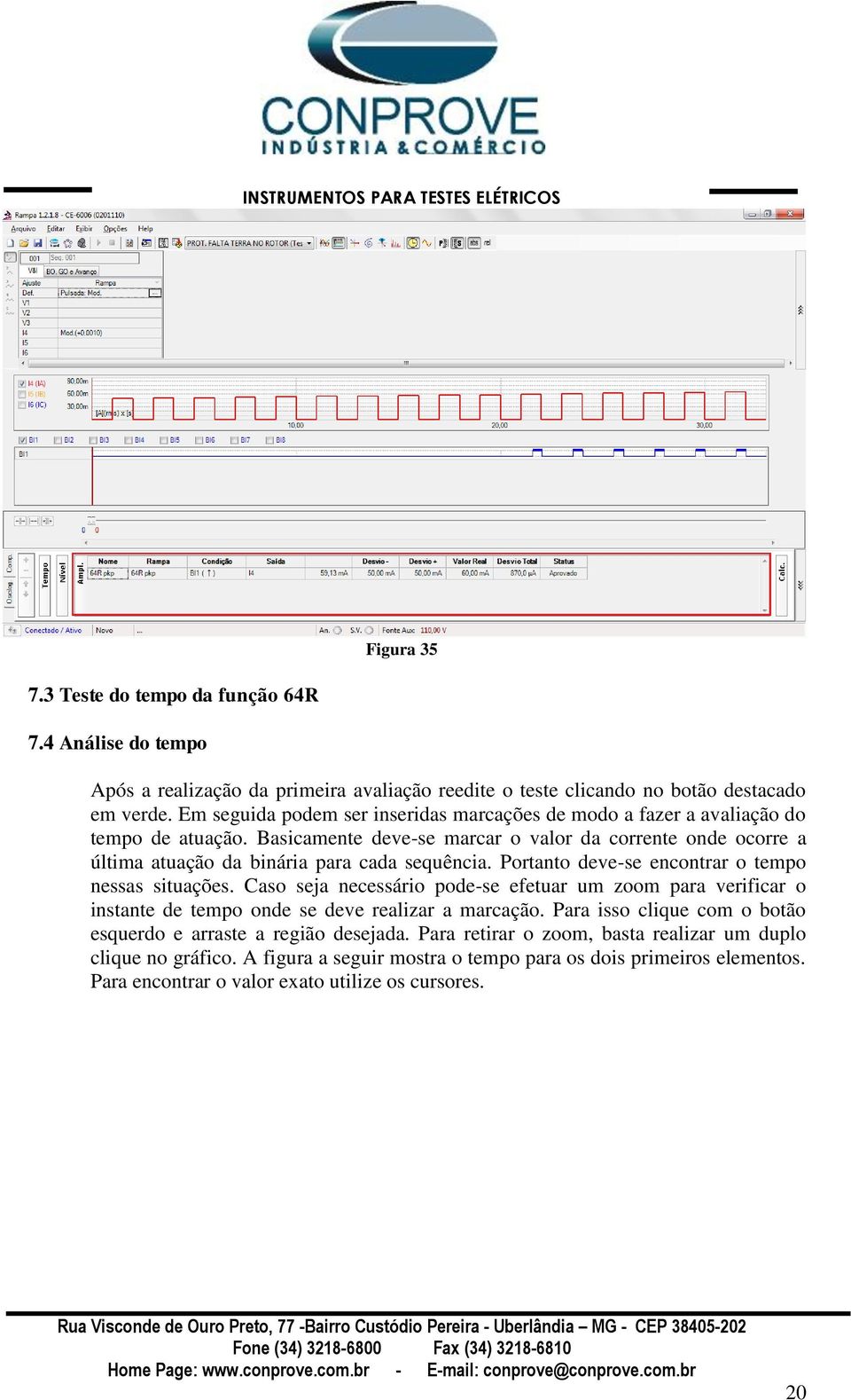 Basicamente deve-se marcar o valor da corrente onde ocorre a última atuação da binária para cada sequência. Portanto deve-se encontrar o tempo nessas situações.