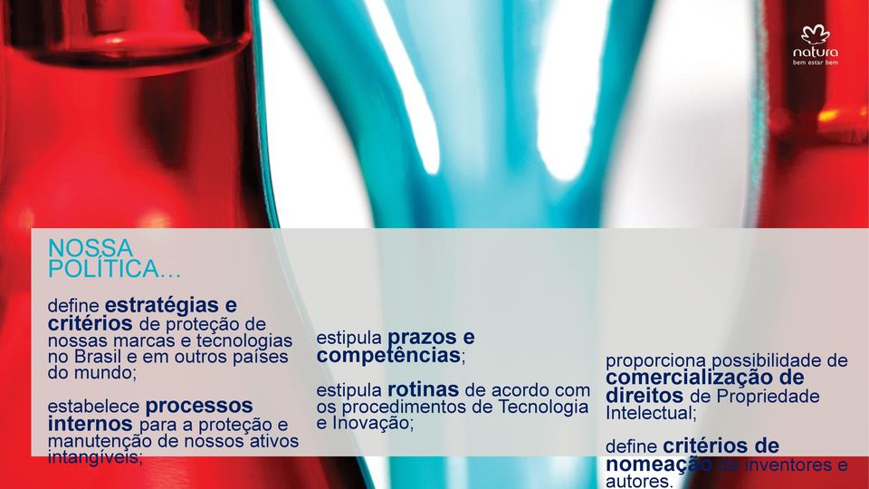 prazos e competências; estipula rotinas de acordo com os procedimentos de Tecnologia e Inovação; proporciona