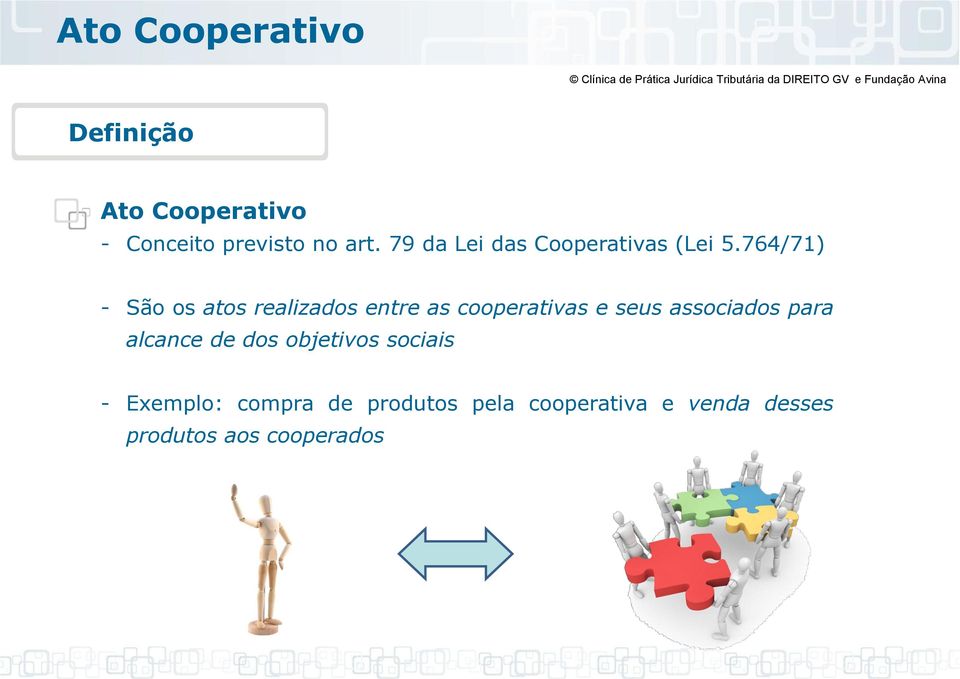 764/71) - São os atos realizados entre as cooperativas e seus associados