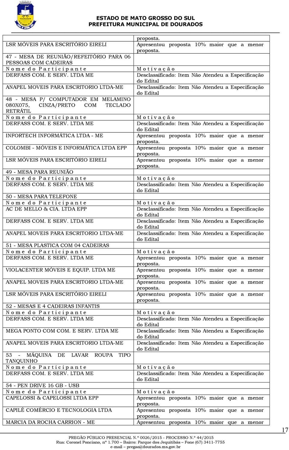 LTDA EPP ANAPEL MOVEIS PARA ESCRITORIO LTDA-ME 51 - MESA PLASTICA COM 04 CADEIRAS VIOLACENTER MÓVEIS E EQUIP.