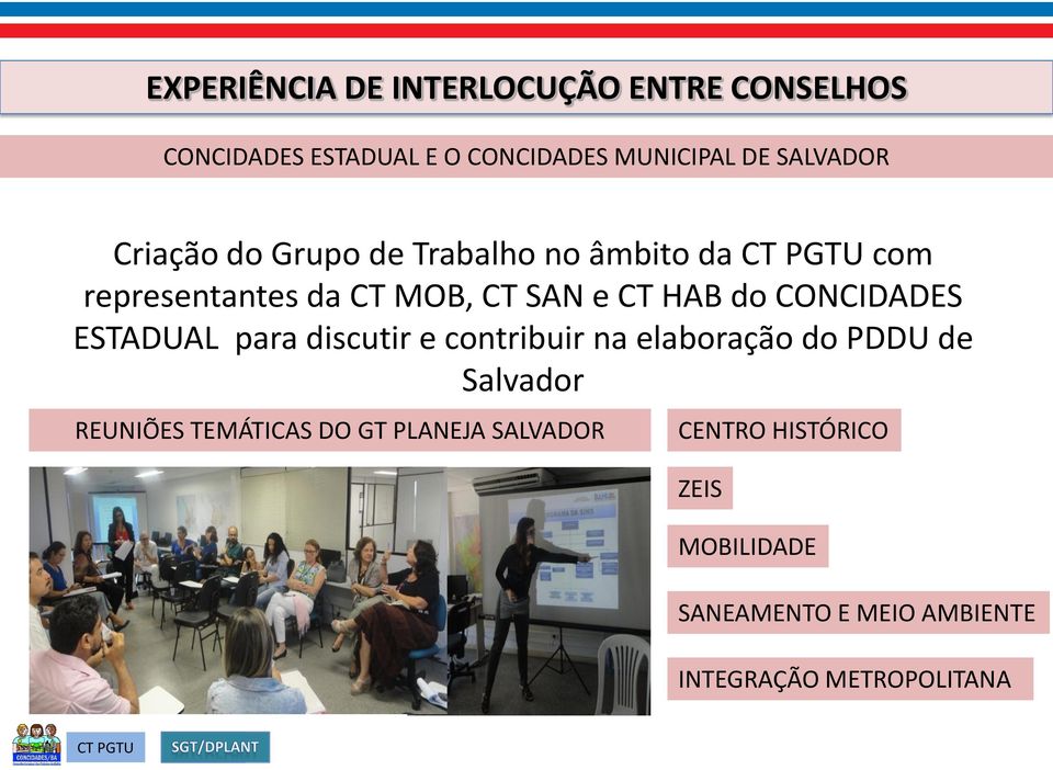 CONCIDADES ESTADUAL para discutir e contribuir na elaboração do PDDU de Salvador REUNIÕES TEMÁTICAS