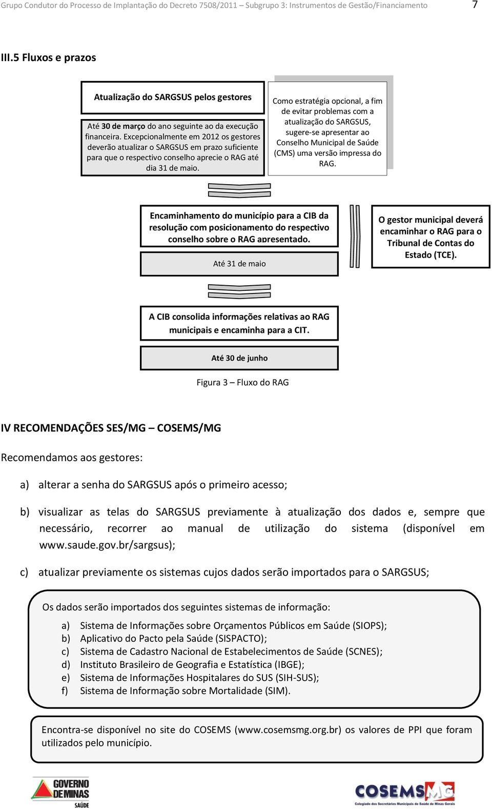 Excepcionalmente em 2012 os gestores deverão atualizar o SARGSUS em prazo suficiente para que o respectivo conselho aprecie o RAG até dia 31 de maio.