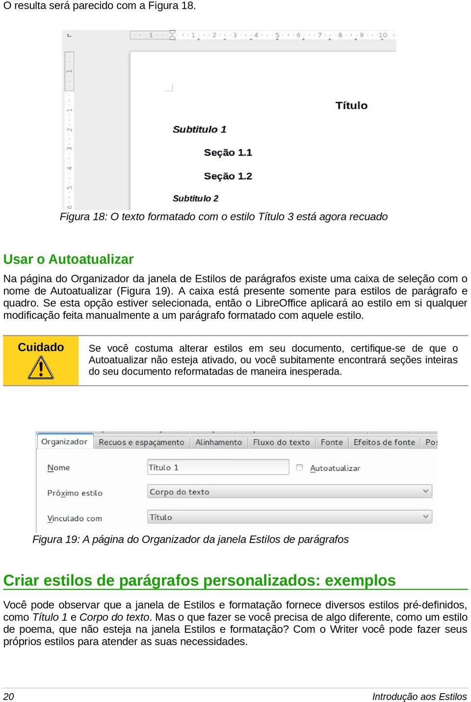 Autoatualizar (Figura 19). A caixa está presente somente para estilos de parágrafo e quadro.