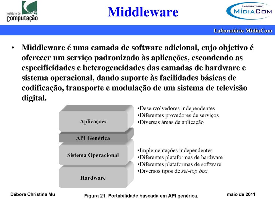 heterogeneidades das camadas de hardware e sistema operacional, dando suporte às