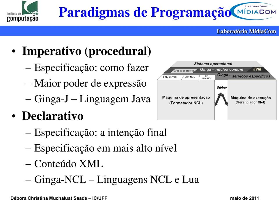 Linguagem Java Declarativo Especificação: a intenção final