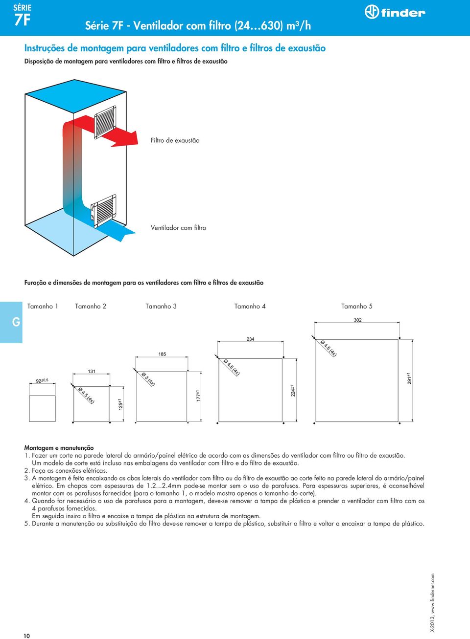 1. Fazer um corte na parede lateral do armário/painel elétrico de acordo com as dimensões do ventilador com filtro ou filtro de exaustão.