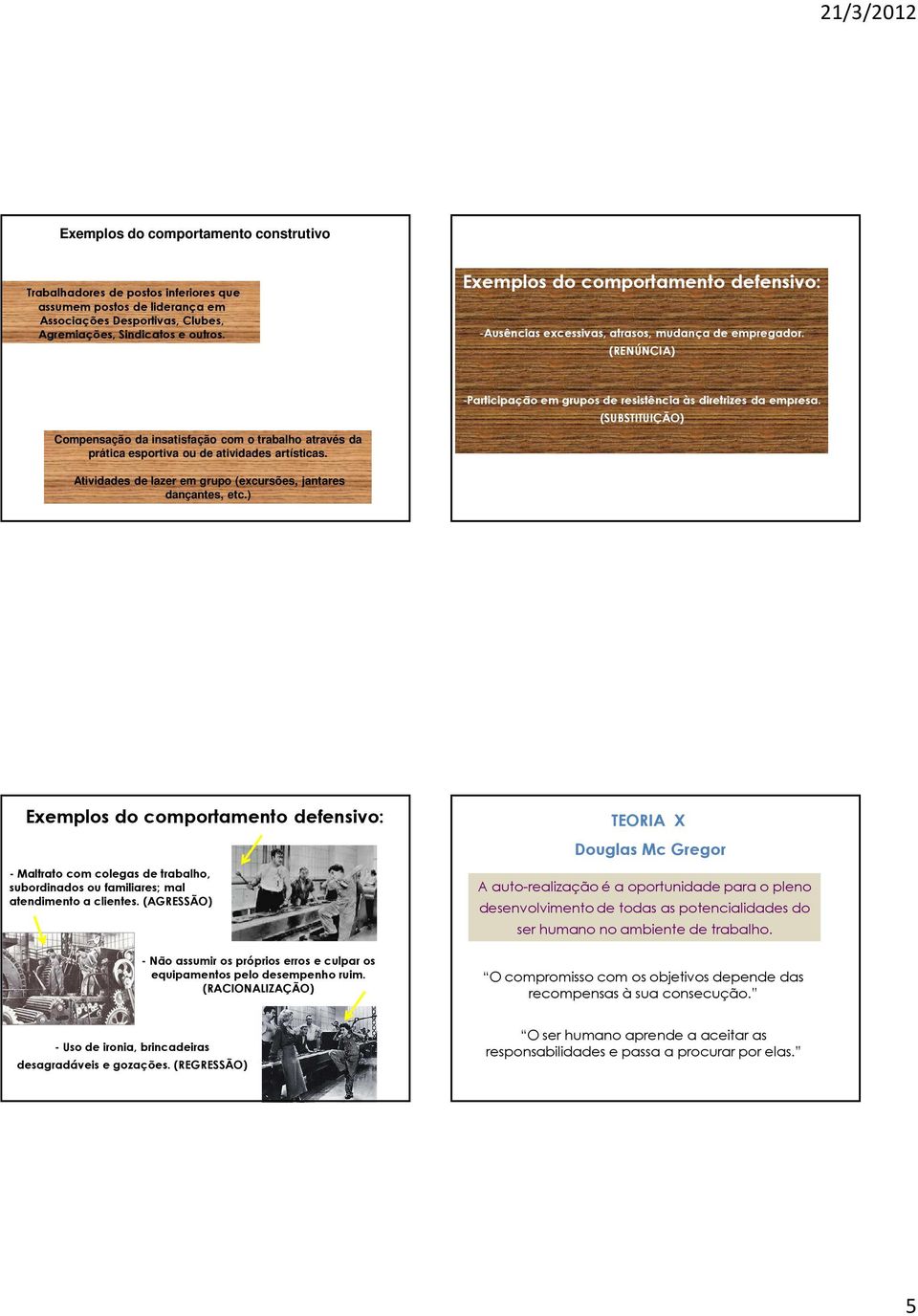 (RENÚNCIA) Compensação da insatisfação com o trabalho através da prática esportiva ou de atividades artísticas. -Participação em grupos de resistência às diretrizes da empresa.