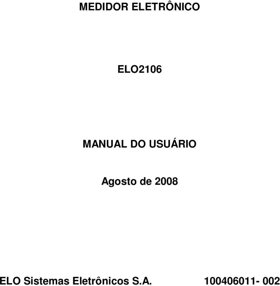 Agosto de 2008 ELO