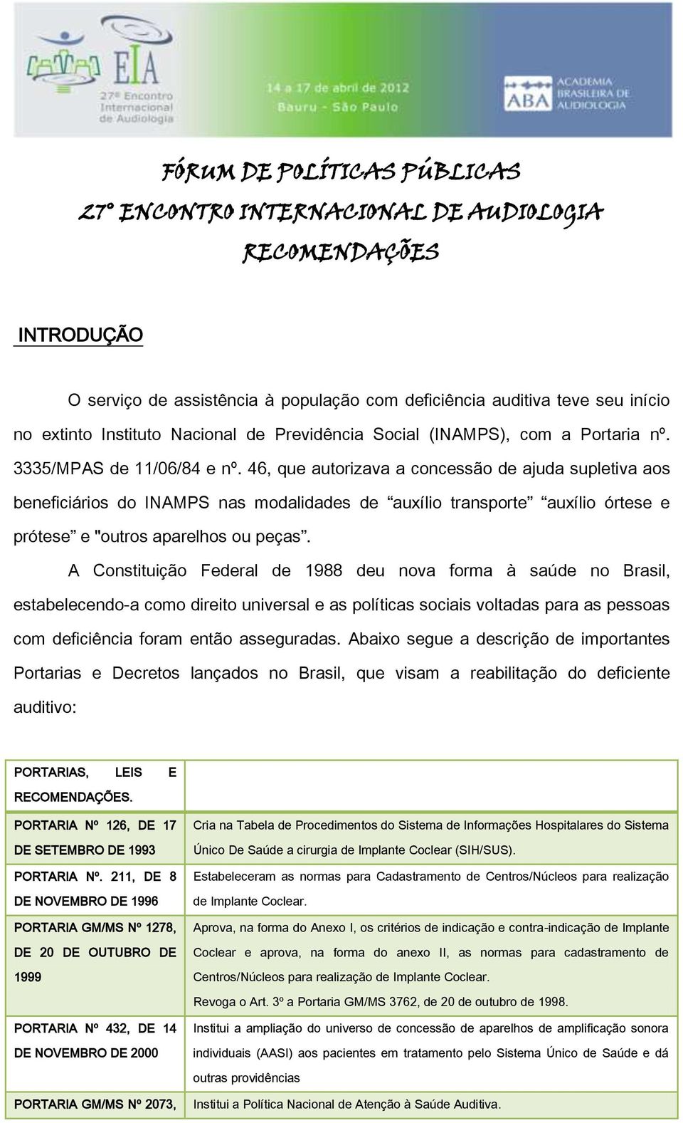 46, que autorizava a concessão de ajuda supletiva aos beneficiários do INAMPS nas modalidades de auxílio transporte auxílio órtese e prótese e "outros aparelhos ou peças.